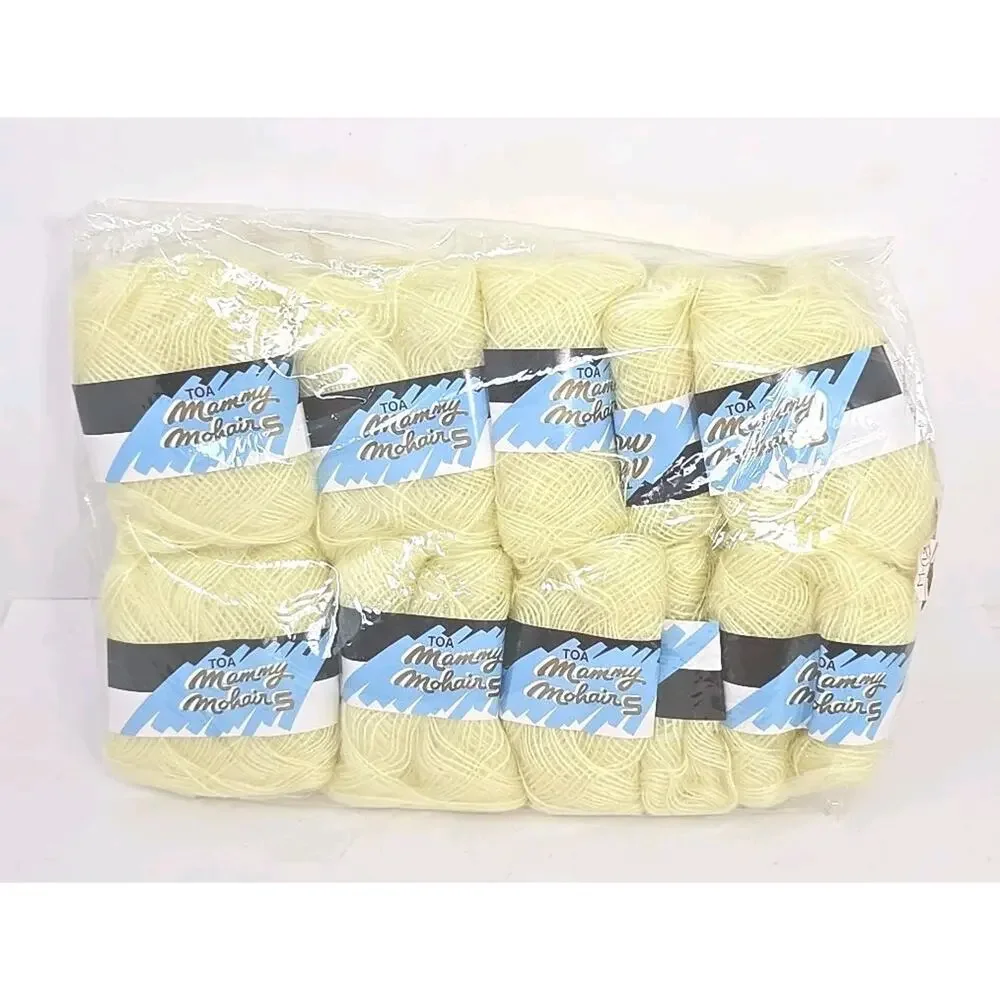 TOA Mammy Mohair S Knitting Yarn Thread Color‎ #303 S/N 3 Yellow Lot of 10 U327
